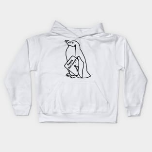 Cute Christmas Penguin says Happy Holidays Line Drawing Kids Hoodie